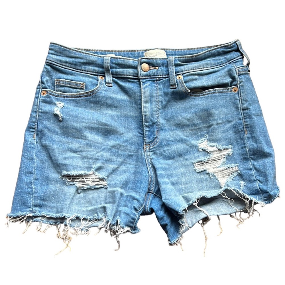 Universal Thread Light Wash Distressed High Rise Midi Shorts
